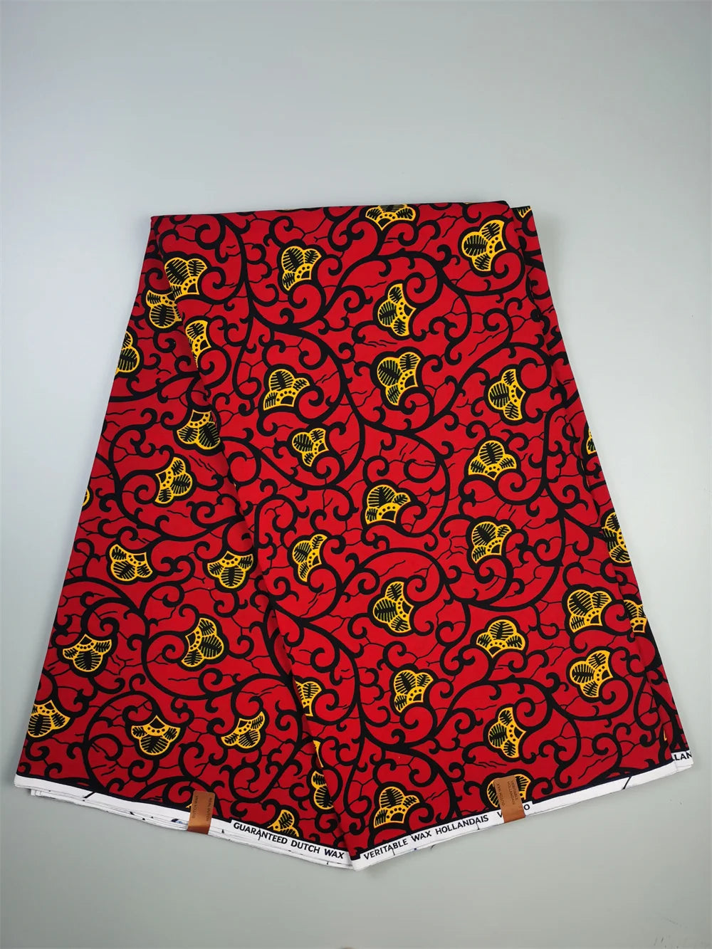 Woven Knot Ankara Wax Print Fabric Collection II – Green, Orange & Red, 6 Yards