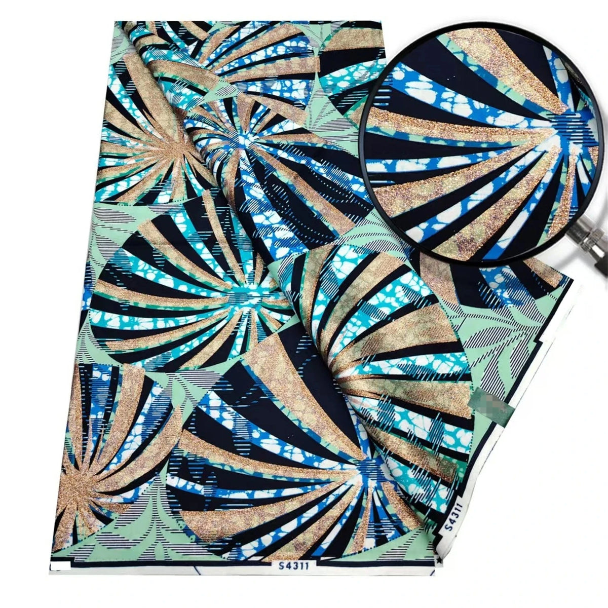 Gold Shimmer Jewel-Tone Batik Wax Print Fabric Collection, 6 Yards