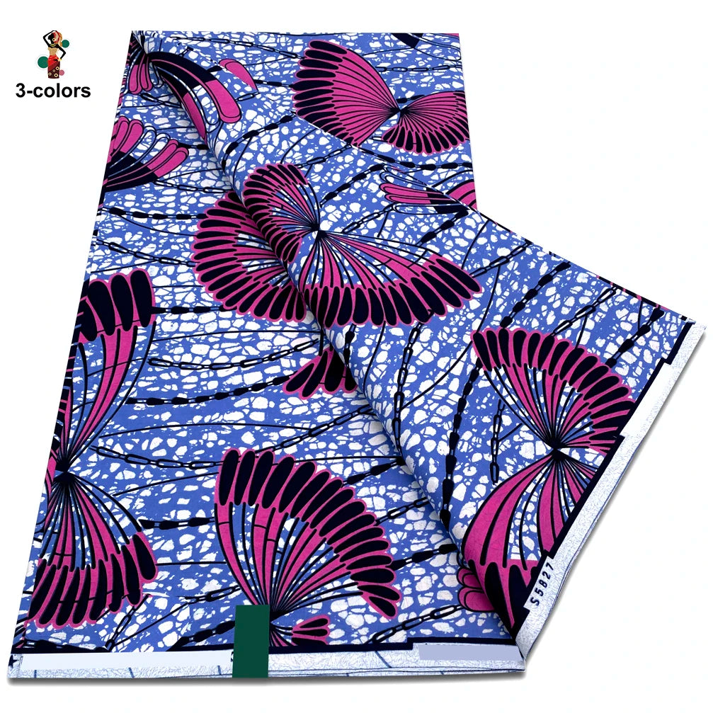 Lilac and Magenta Fan Ankara Real Wax Print – 100% Cotton, 6 Yards