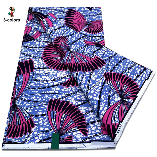 Lilac and Magenta Fan Ankara Real Wax Print – 100% Cotton, 6 Yards