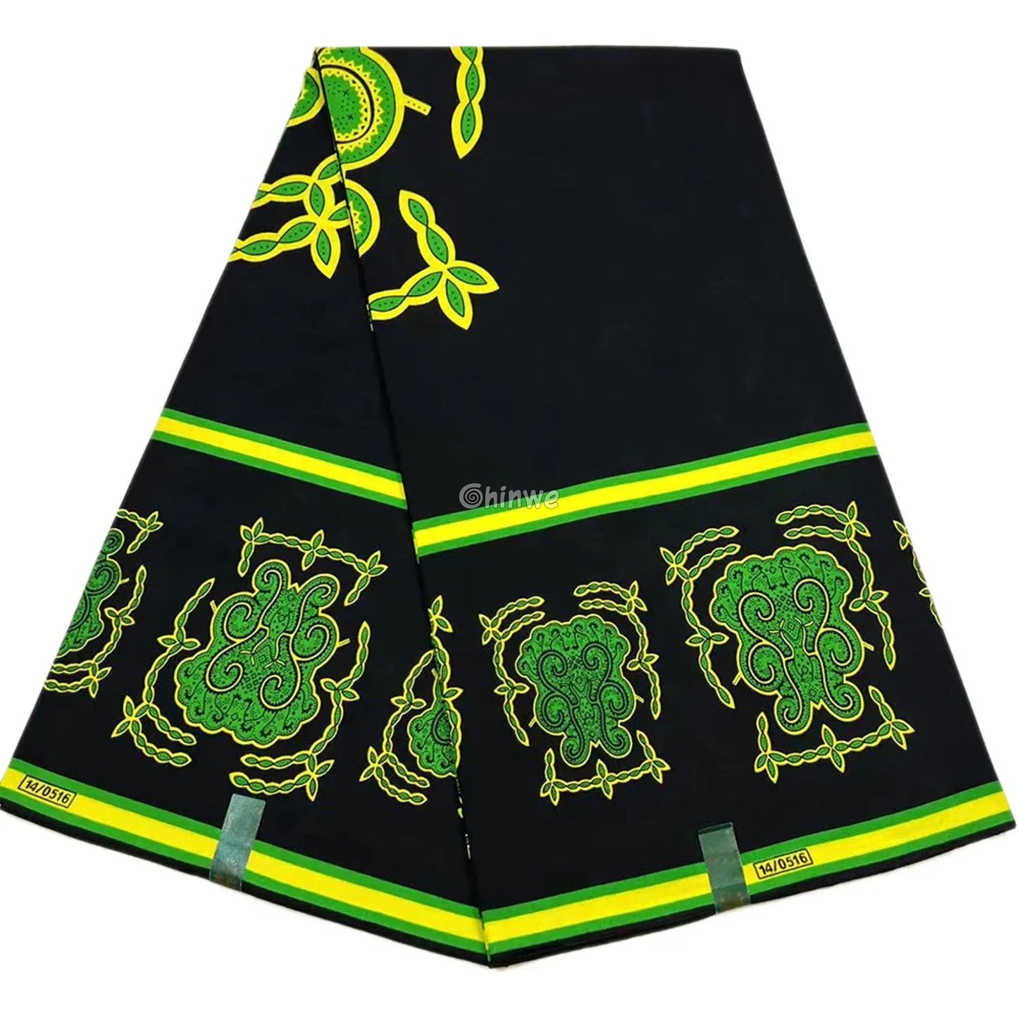 Black and Green African Ankara Print Fabric Paisley and Floral Design Traditional Pattern 6 Yards African Wax Print