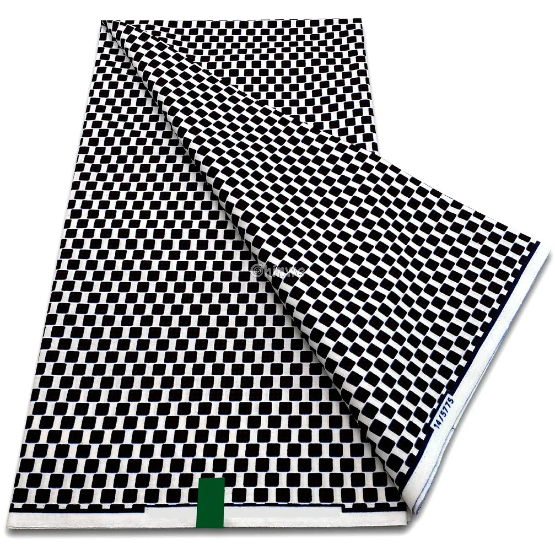 Staggered Square Tile Print in Black & White with Offset Grid Pattern for Bold Visual Texture 6 yards / 1000g