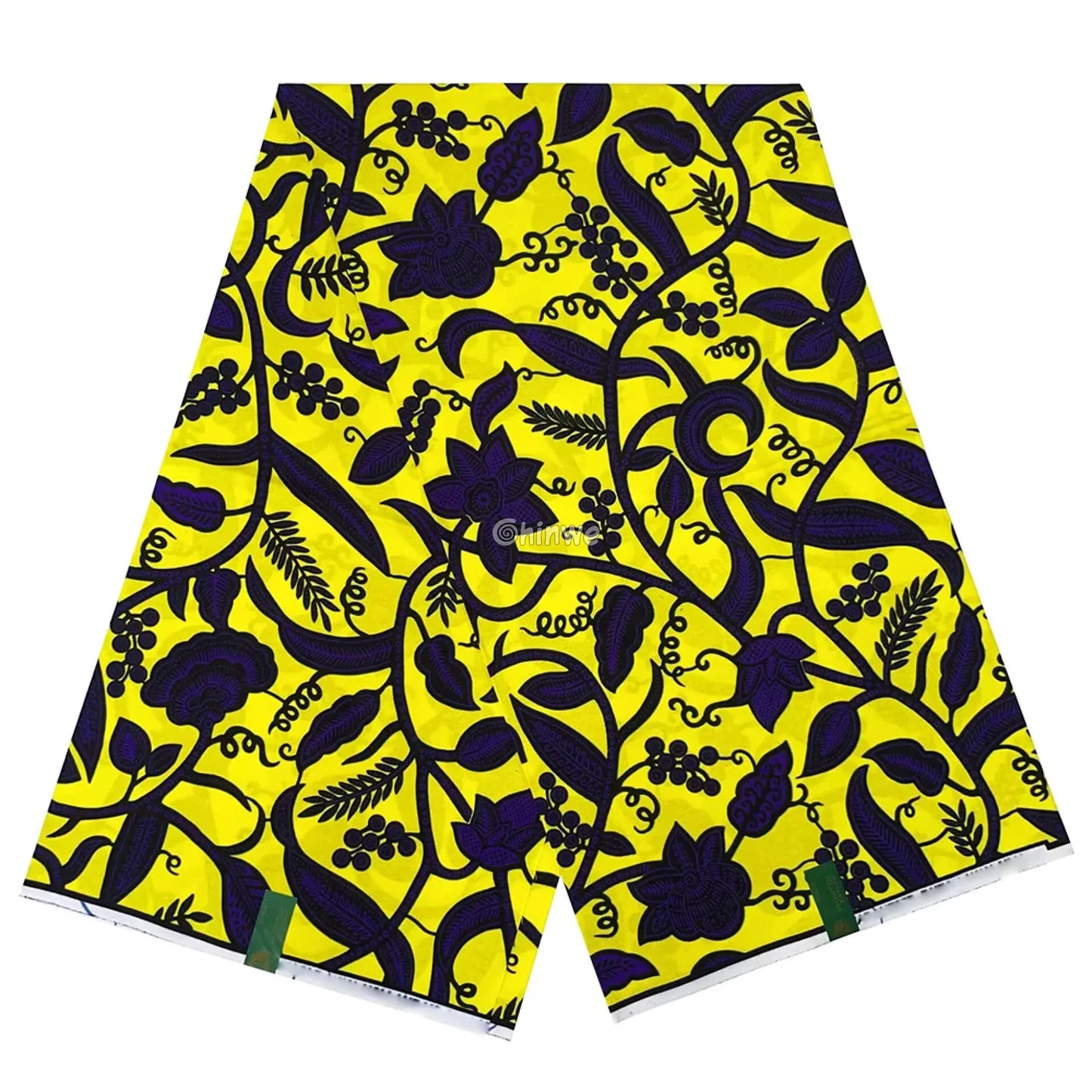 Vibrant Yellow and Purple Floral Vine African Print Fabric 6 Yards African Wax Print Fabric