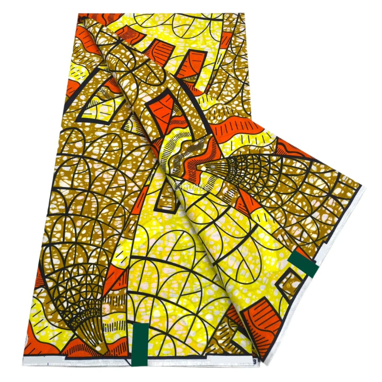 Golden Lattice and Burnt Orange Panels with Radiating Webbed Motifs on Sun-Washed Batik Yellow Base Sunburst Web Panel