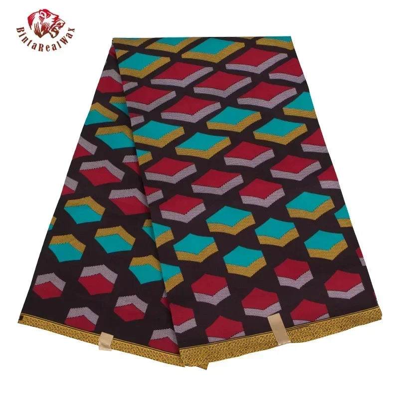 Bold Medallion Ankara Wax Print Fabric Collection – Black, Green, Plum, Tan & Amber, 6 Yards