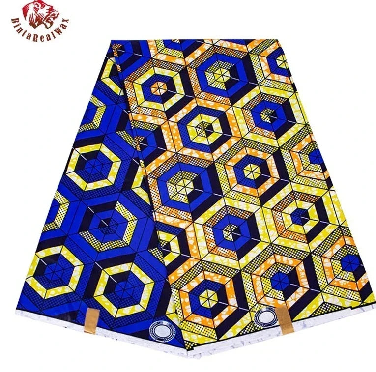 Bold Medallion Ankara Wax Print Fabric Collection – Black, Green, Plum, Tan & Amber, 6 Yards