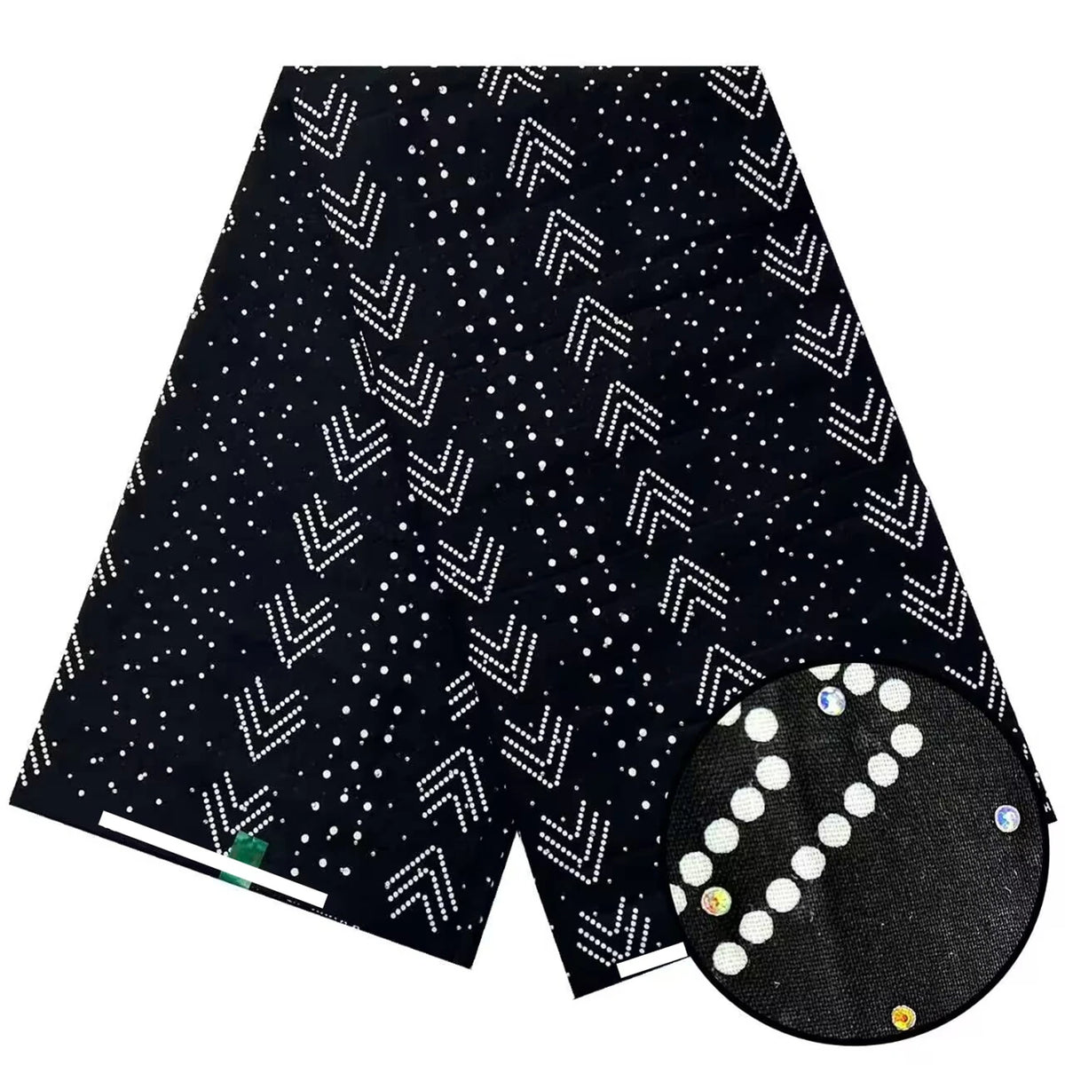 Black and White Stoned Wax Print – 8 Monochrome Designs, Real Wax with Stones, 6 Yards