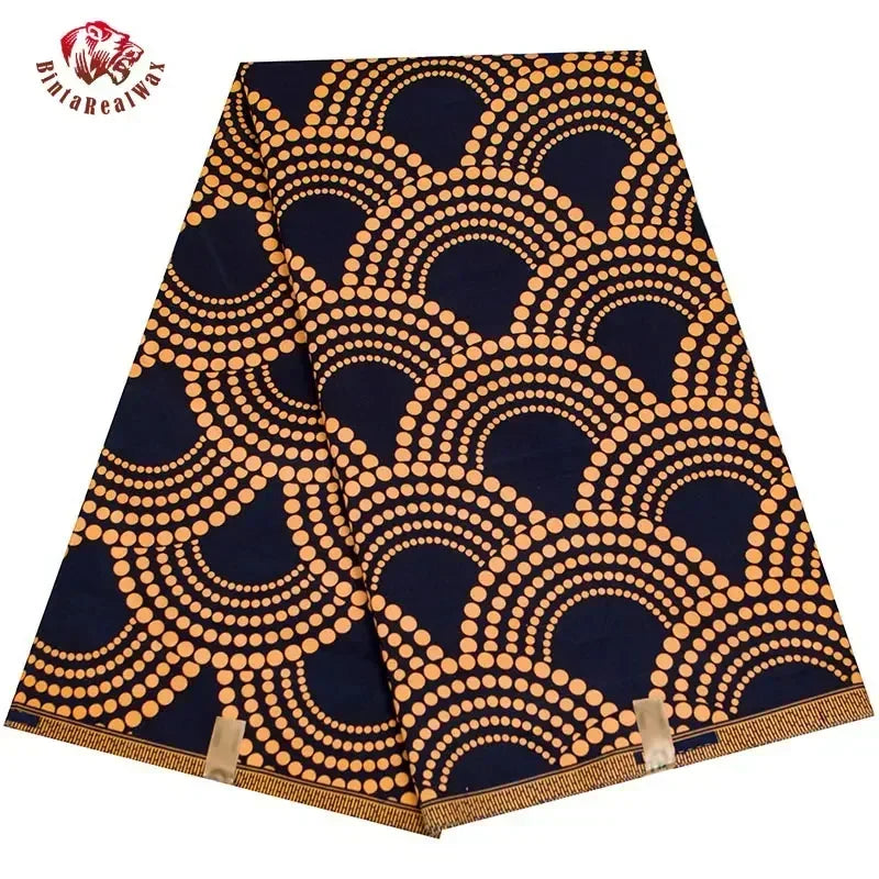 Bold Medallion Ankara Wax Print Fabric Collection – Black, Green, Plum, Tan & Amber, 6 Yards