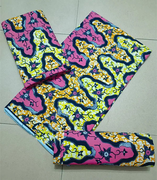 Maximalist Floral Ankara Wax Print Fabric Collection, 6 Yards