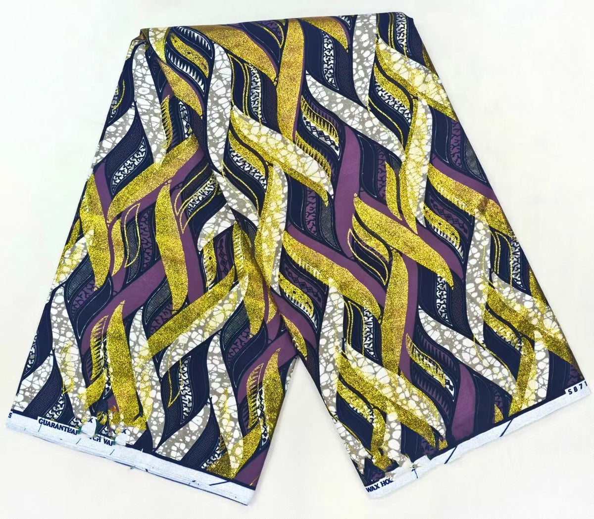 Navy & Gold Lattice Elizabeth Wax Print – Premium Real Wax, 100% Cotton, 6 Yards