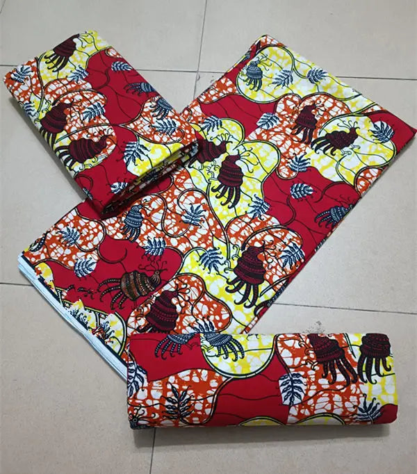 Maximalist Floral Ankara Wax Print Fabric Collection, 6 Yards
