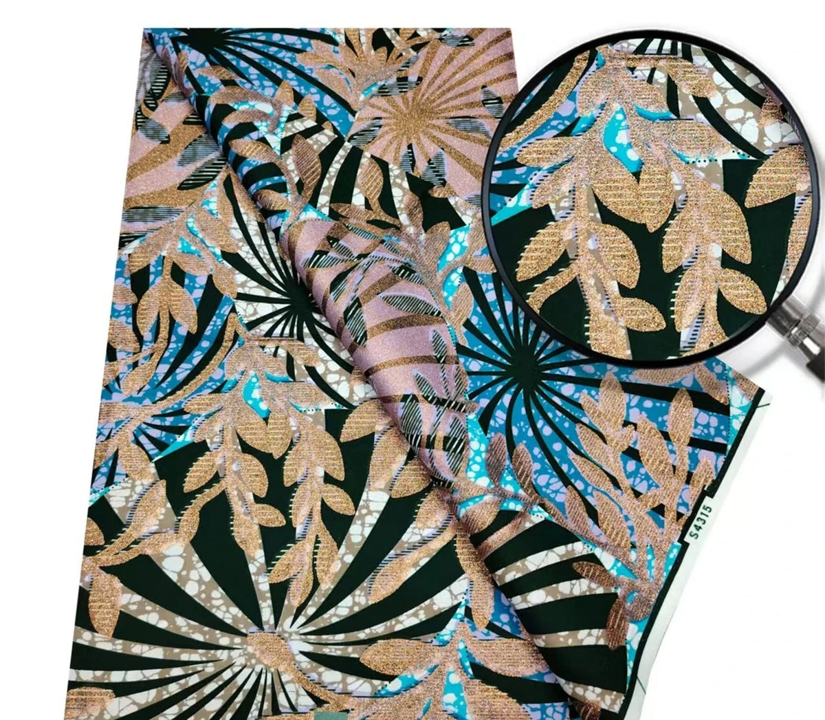 Gold Shimmer Jewel-Tone Batik Wax Print Fabric Collection, 6 Yards