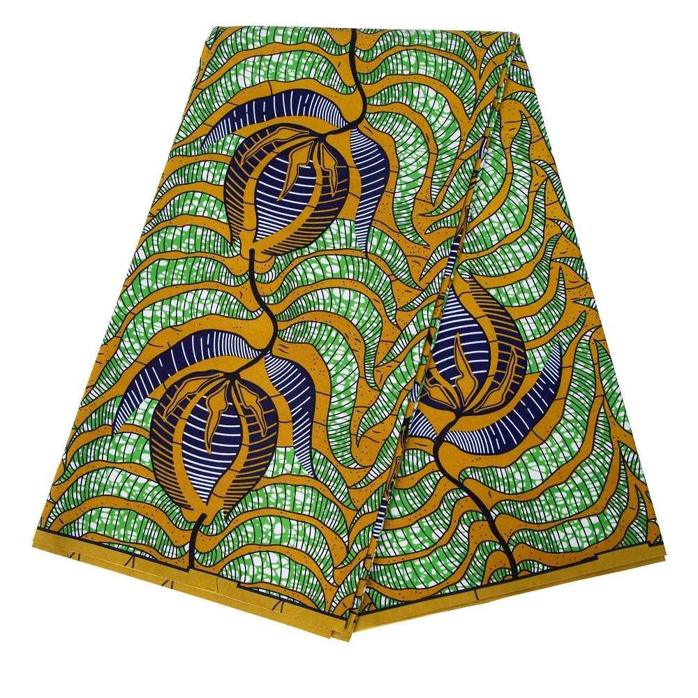 Bold Medallion Ankara Wax Print Fabric Collection – Black, Green, Plum, Tan & Amber, 6 Yards