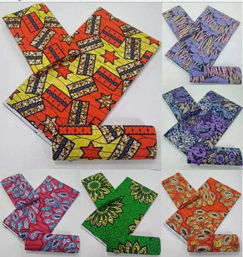 Maximalist Floral Ankara Wax Print Fabric Collection, 6 Yards