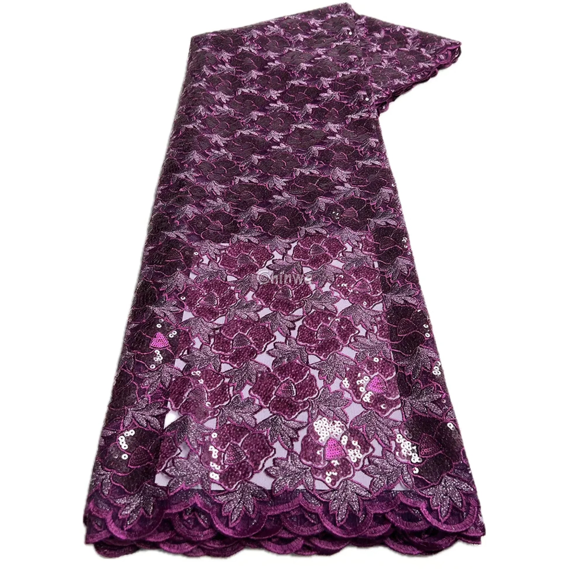 Plum Chartreuse Ivory Sapphire & Sand Floral Vine Sequin Lace Print Fabric Collection Midnight Plum & Orchid Floral