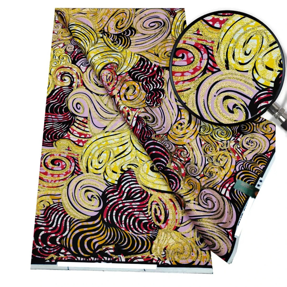 Gold Shimmer Jewel-Tone Batik Wax Print Fabric Collection, 6 Yards