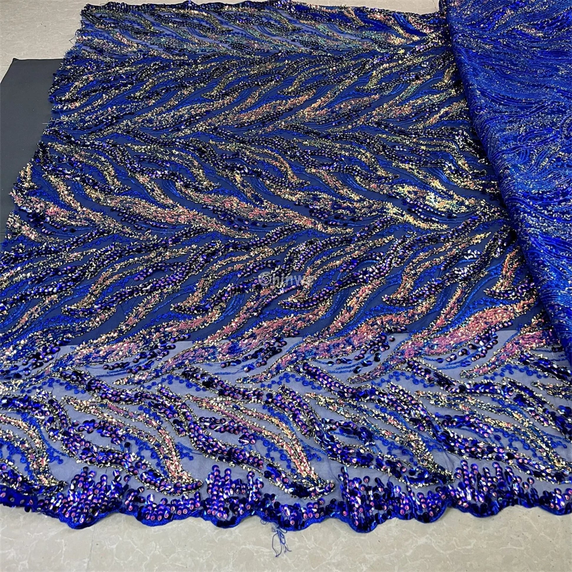 High Quality Nigerian Tulle Lace Fabrics Latest Beaded sequins Mesh African Lace Fabric Bride French Net Lace Fabric