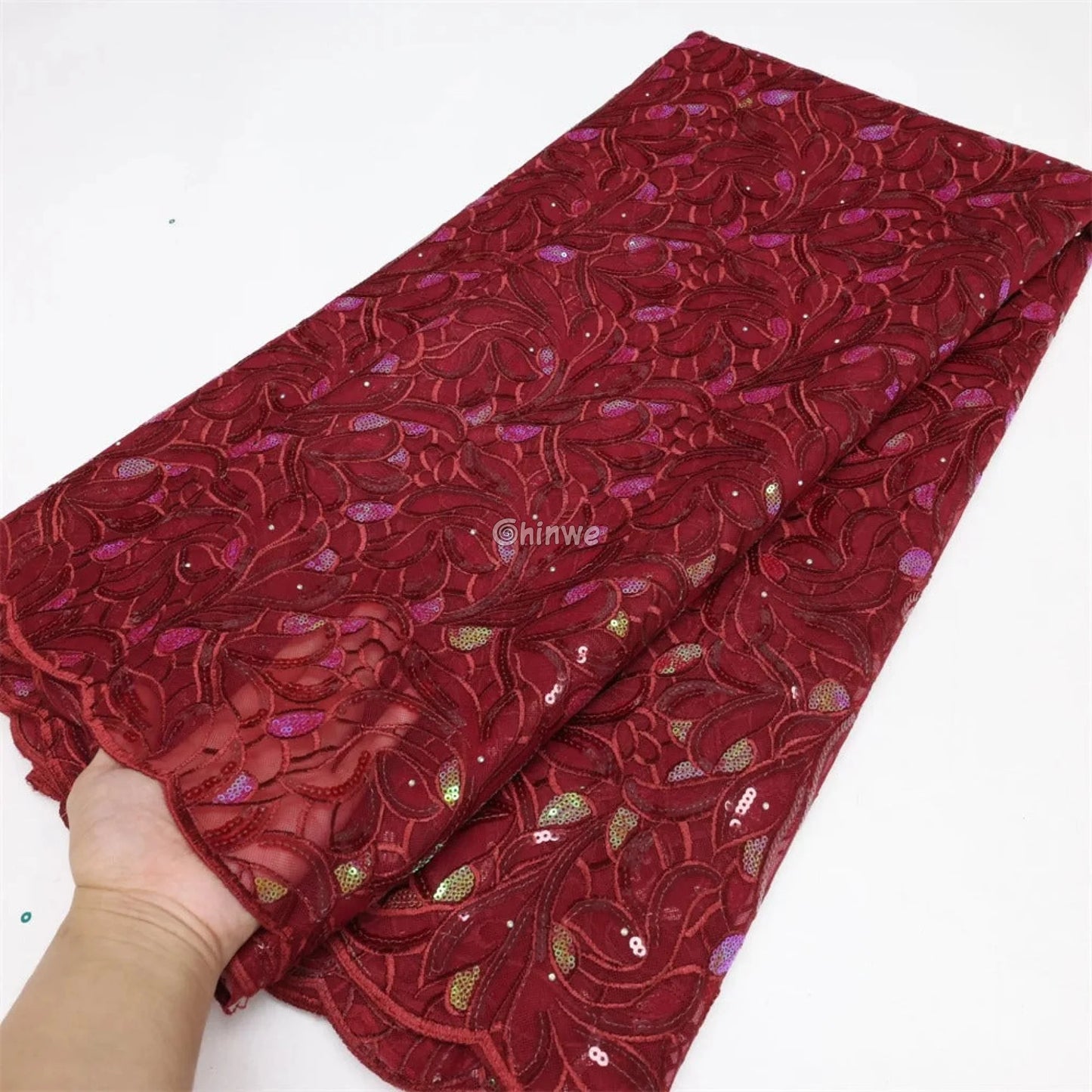 Emerald & Midnight Black Sequined & Embroidered Leaf & Vine Appliqué Mesh Print Fabric Lace