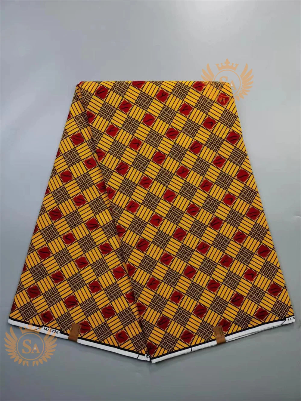 Woven Knot Ankara Wax Print Fabric Collection II – Green, Orange & Red, 6 Yards