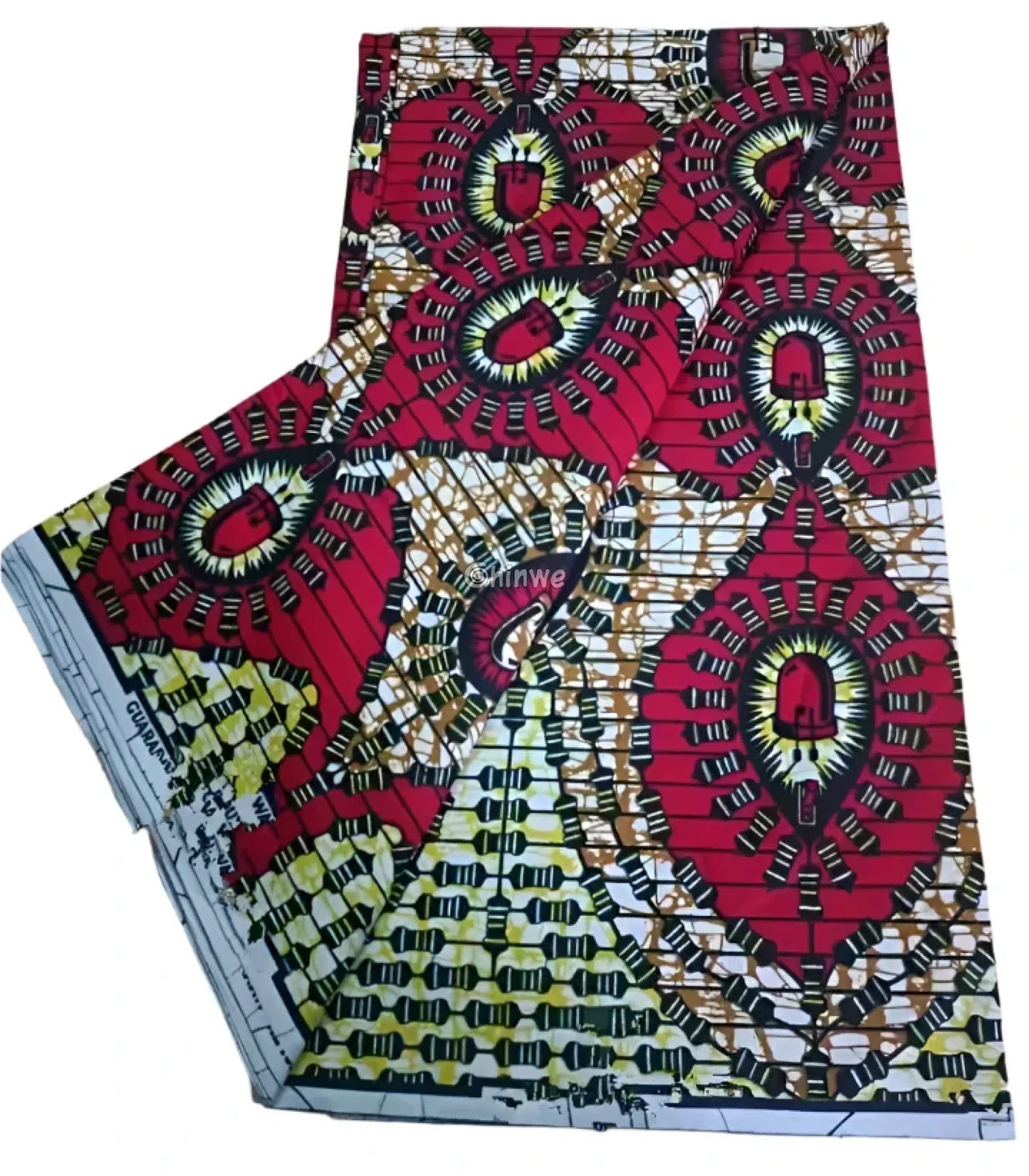 Vibrant Green and Pink Ankara Fabric with Nature-Inspired Patterns