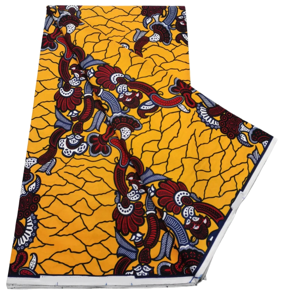 Mustard & Brown Floral Vine Ankara Real Wax Print