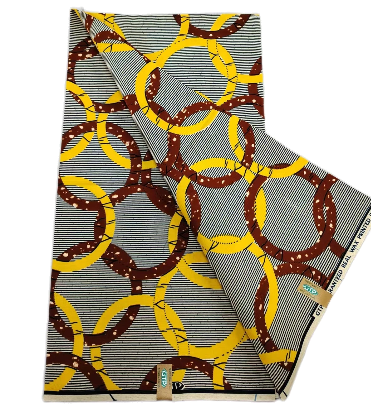 Grey & Gold Interlocking Ring Ankara Real Wax Print