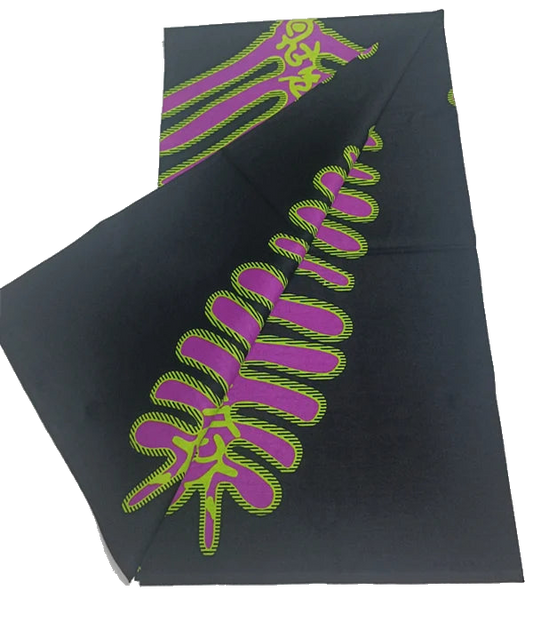 Pink Fern on Black Ankara Real Wax Print