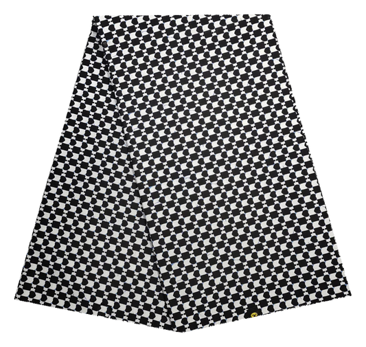 Black & White Check Ankara Wax Print Fabric – Monochrome Op-Art, 100% Cotton
