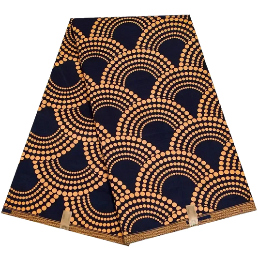 Bold Medallion Ankara Wax Print Fabric Collection – Black, Green, Plum, Tan & Amber, 6 Yards