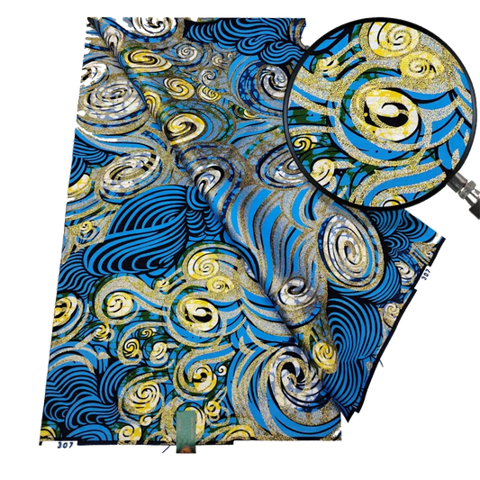 Gold Shimmer Jewel-Tone Batik Wax Print Fabric Collection, 6 Yards