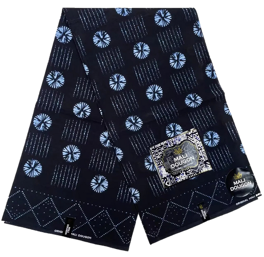 Indigo Batik Ankara Wax Print Fabric Collection – Diamond, Wave, Stripe, Leaf & Paisley, 6 Yards