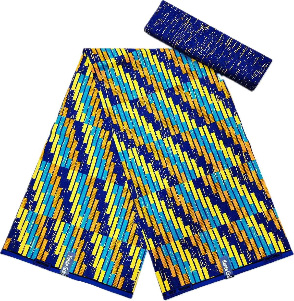 Golden Block Kente Wax Print Fabric Collection, 6 Yards