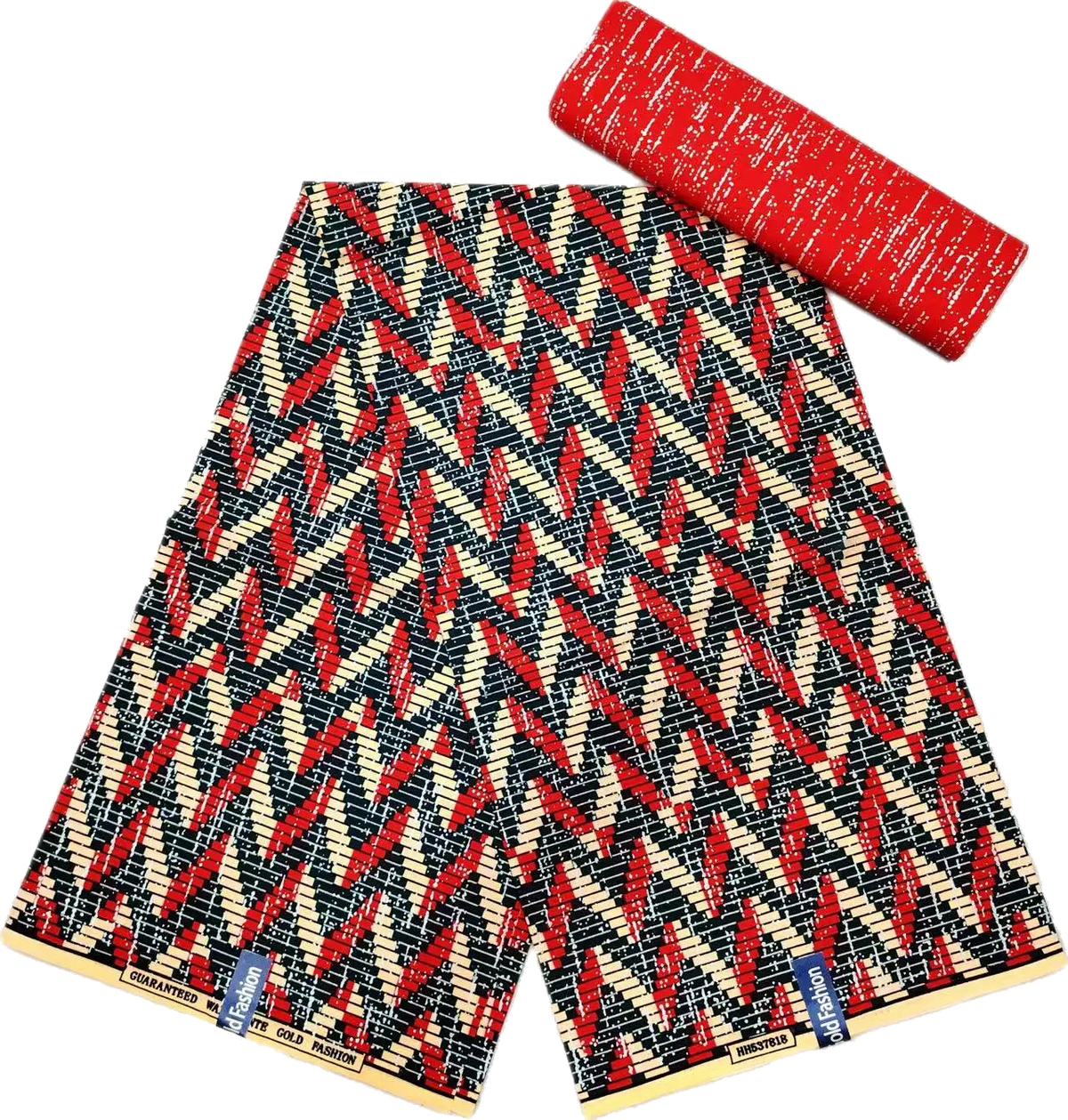 Golden Block Kente Wax Print Fabric Collection, 6 Yards