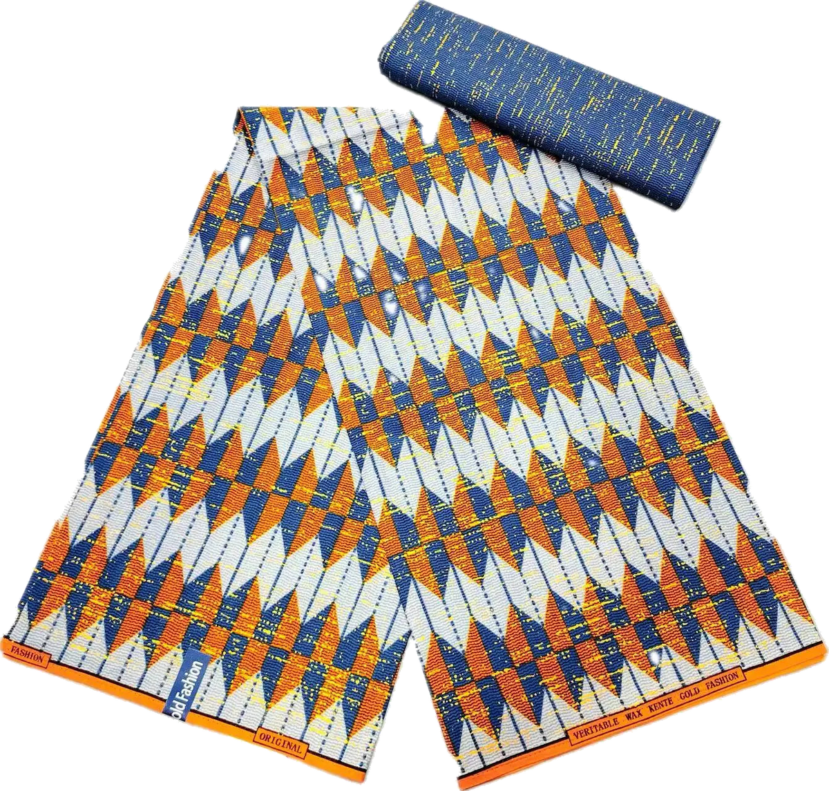 Golden Block Kente Wax Print Fabric Collection, 6 Yards
