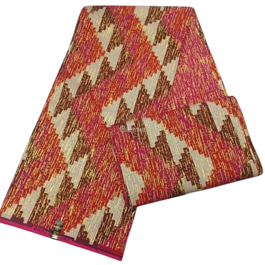 Desert Ember African Brocade Fabric – Gold Rust & Cream Zigzag Jacquard