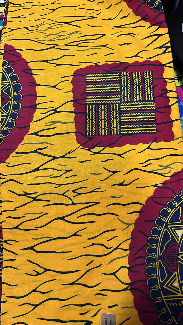Yellow Ankara wax print detail