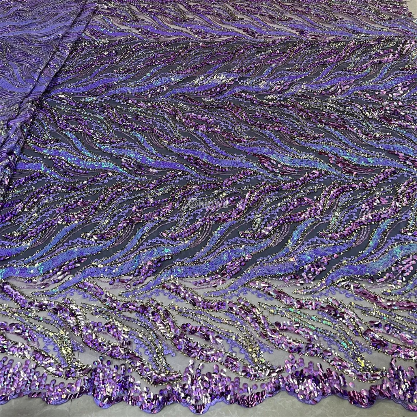 High Quality Nigerian Tulle Lace Fabrics Latest Beaded sequins Mesh African Lace Fabric Bride French Net Lace Fabric