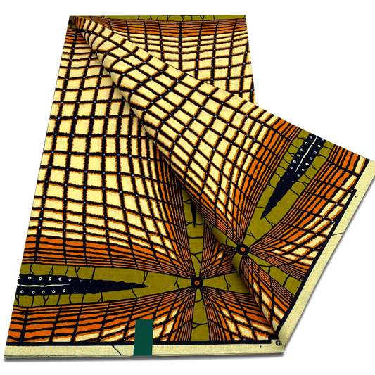 Gold grid illusion Ankara real wax print fabric