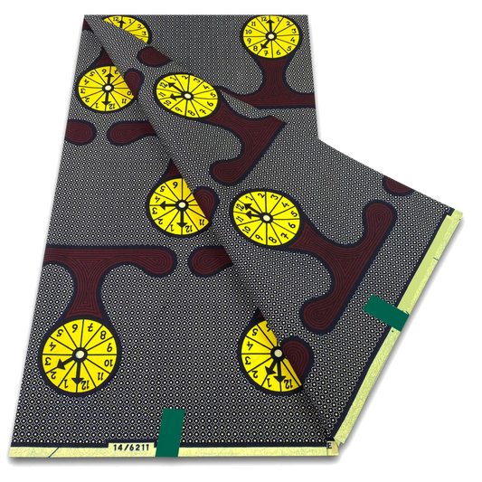 Grey citrus slice Ankara real wax print fabric