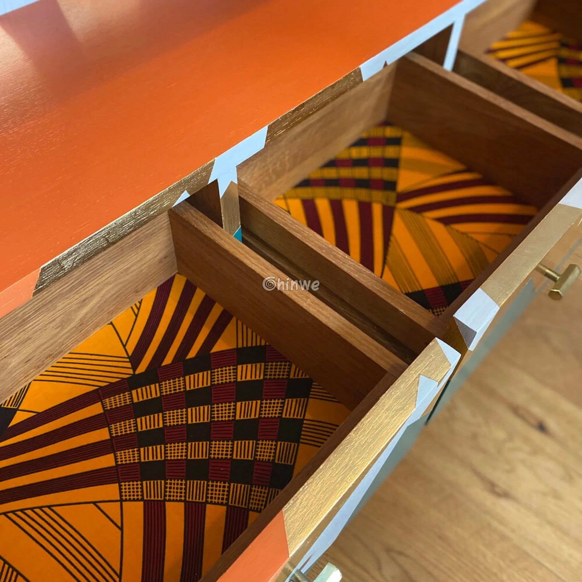 Mustard Yellow & Burgundy Abstract Geometric Stripe Ankara Wax Print Fabric with Checker Motif 6 yards cotton