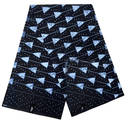 Indigo Batik Ankara Wax Print Fabric Collection – Diamond, Wave, Stripe, Leaf & Paisley, 6 Yards