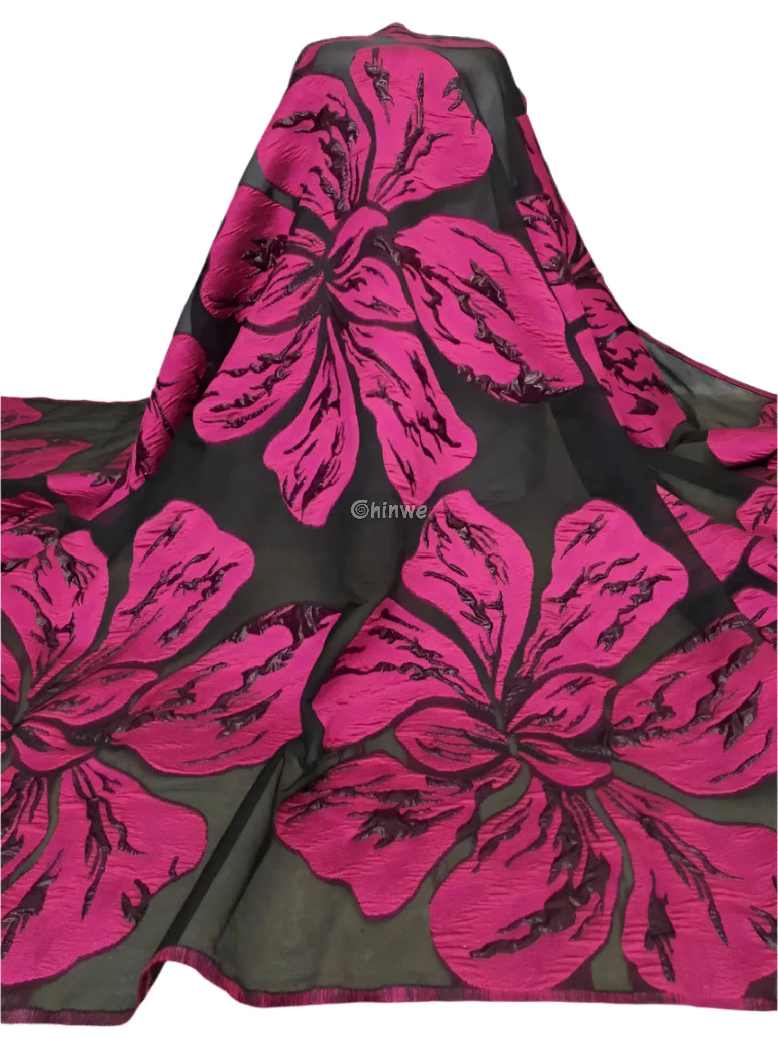 Metallic jacquard brocade with floral embossing and lustrous sheen in multi-tone blossom motif Lace