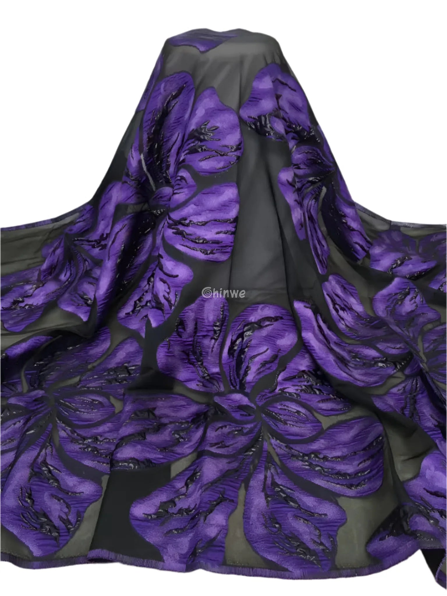 Metallic jacquard brocade with floral embossing and lustrous sheen in multi-tone blossom motif Lace