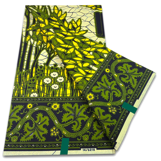 Lime botanical garden Ankara real wax print fabric