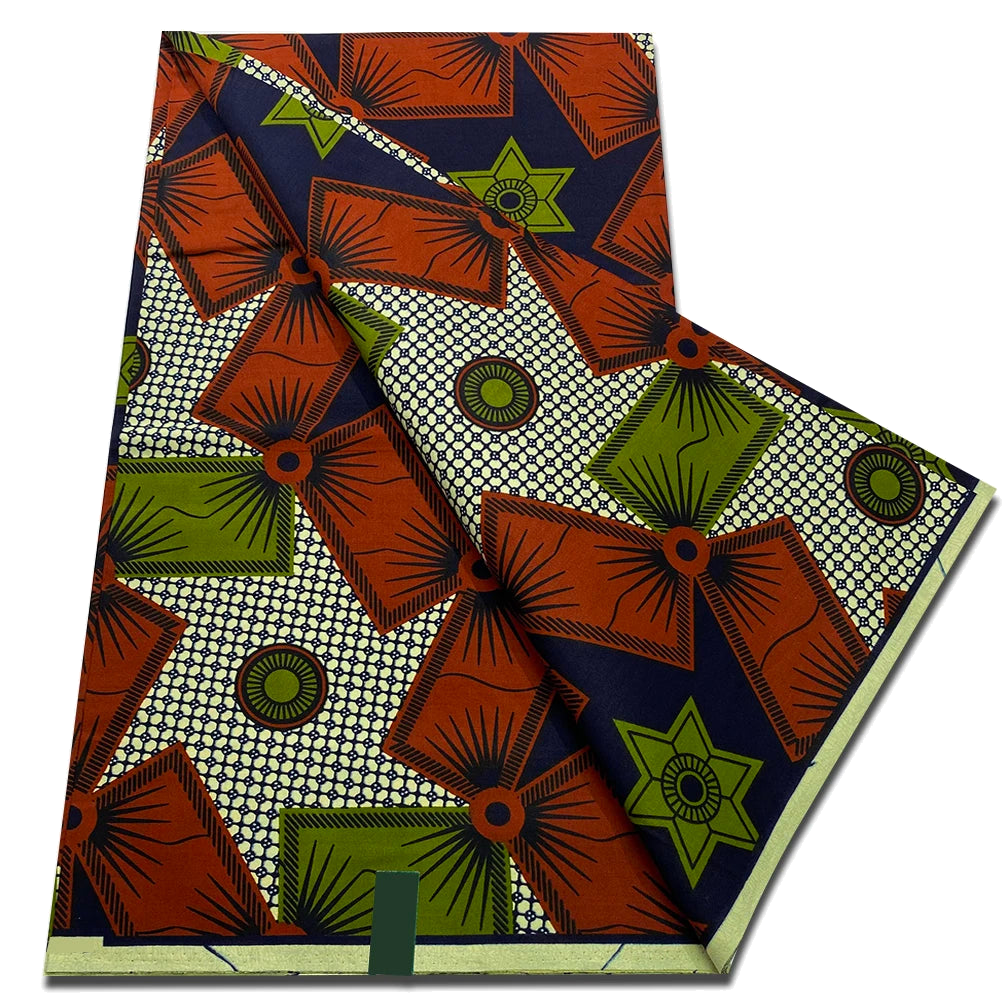 Orange bow diamond Ankara real wax print fabric