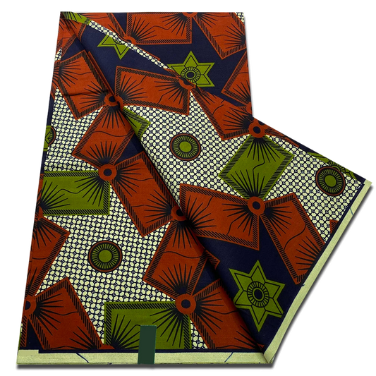 Orange bow diamond Ankara real wax print fabric