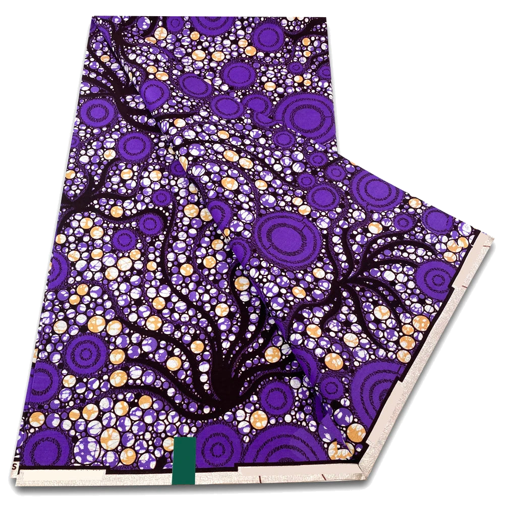 Purple bubble fern Ankara real wax print fabric