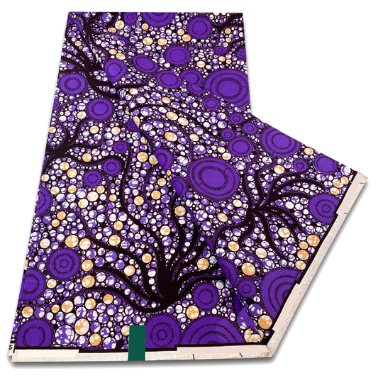 Purple bubble fern Ankara real wax print fabric