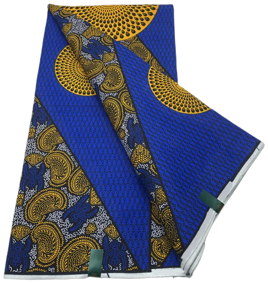 Royal blue gold sun veritable real wax fabric