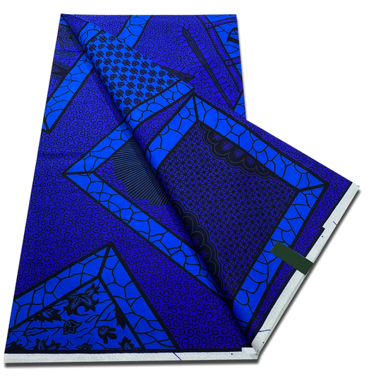 Royal blue tonal frames Ankara real wax print fabric